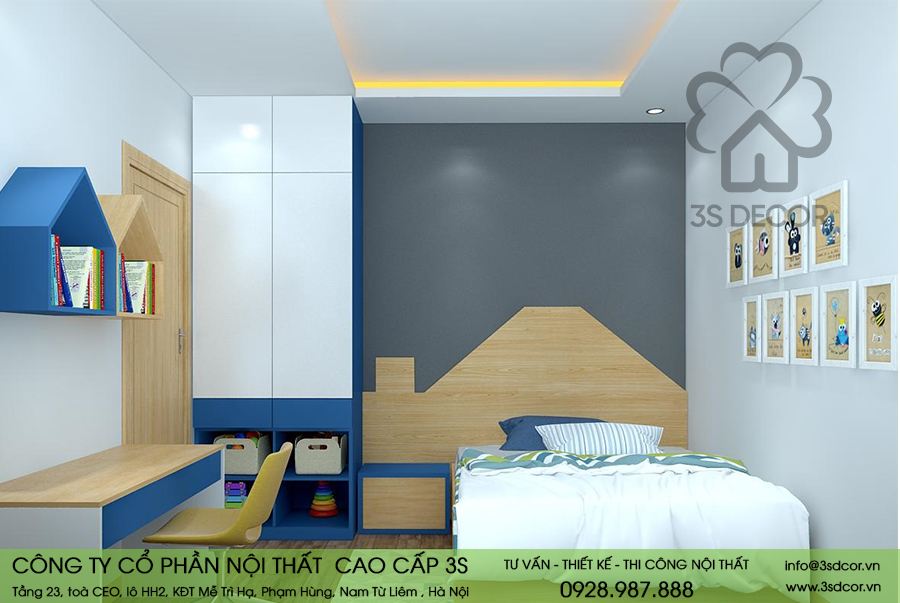 Thiết kế nội thất phòng ngủ căn hộ chung cư Dịch Vọng Hậu