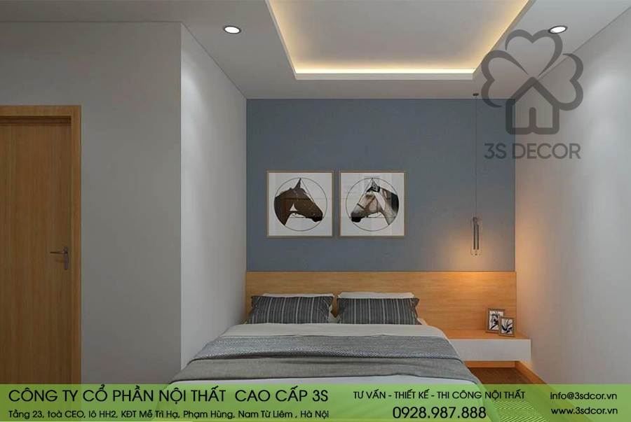 Thiết kế nội thất phòng ngủ căn hộ chung cư Dịch Vọng Hậu3