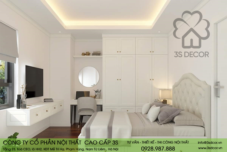 Thiết kế nội thất phòng ngủ căn hộ Royal City - 3sdcor.vn